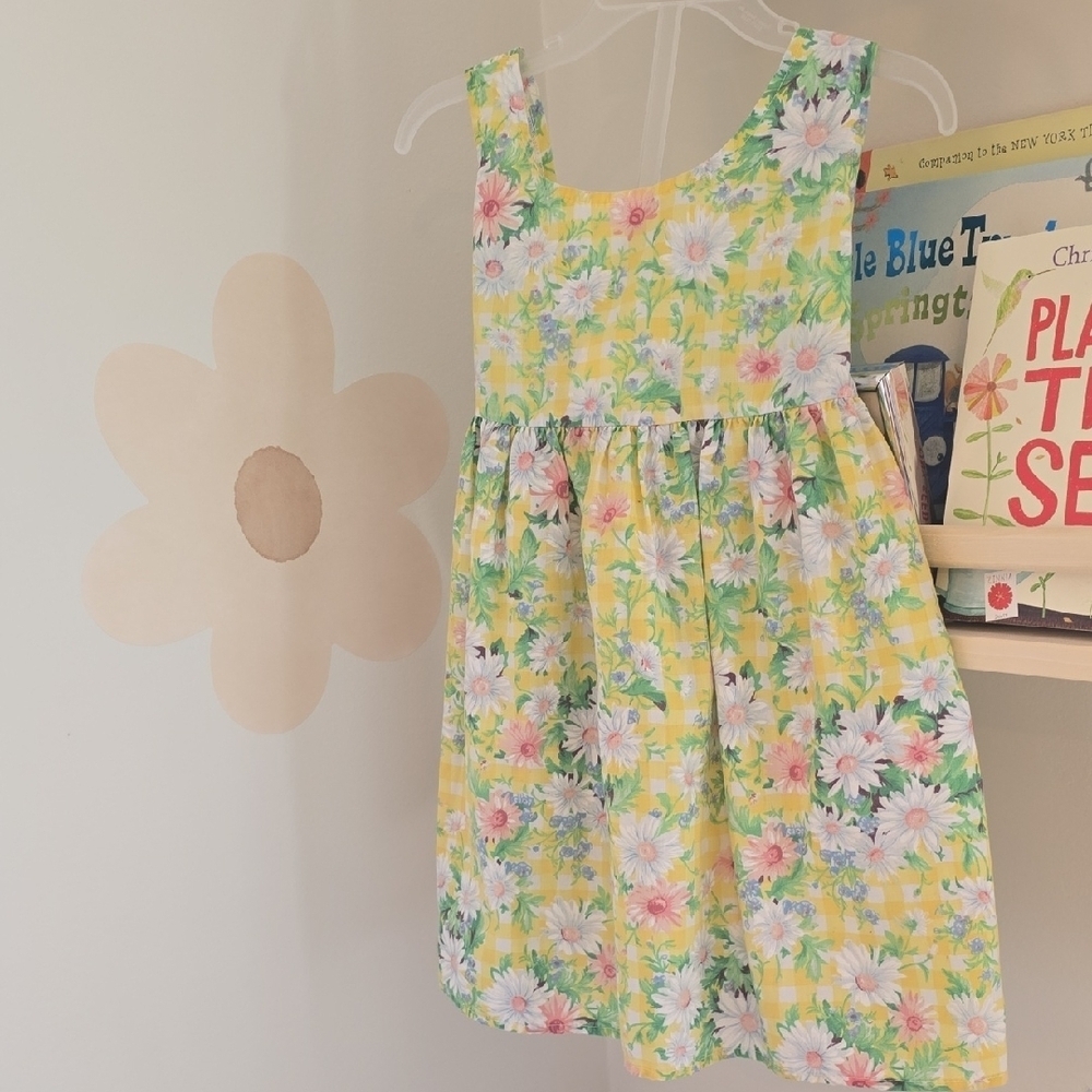 Vintage Floral Yellow Girls Dress